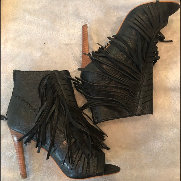 Black Leather Ankle Booties - Picture 1 of 5